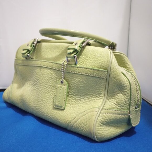COACH PEBBLE LEATHER SATCHEL BAG, BEAUTIFUL APPLE GREEN - Picture 2 of 8